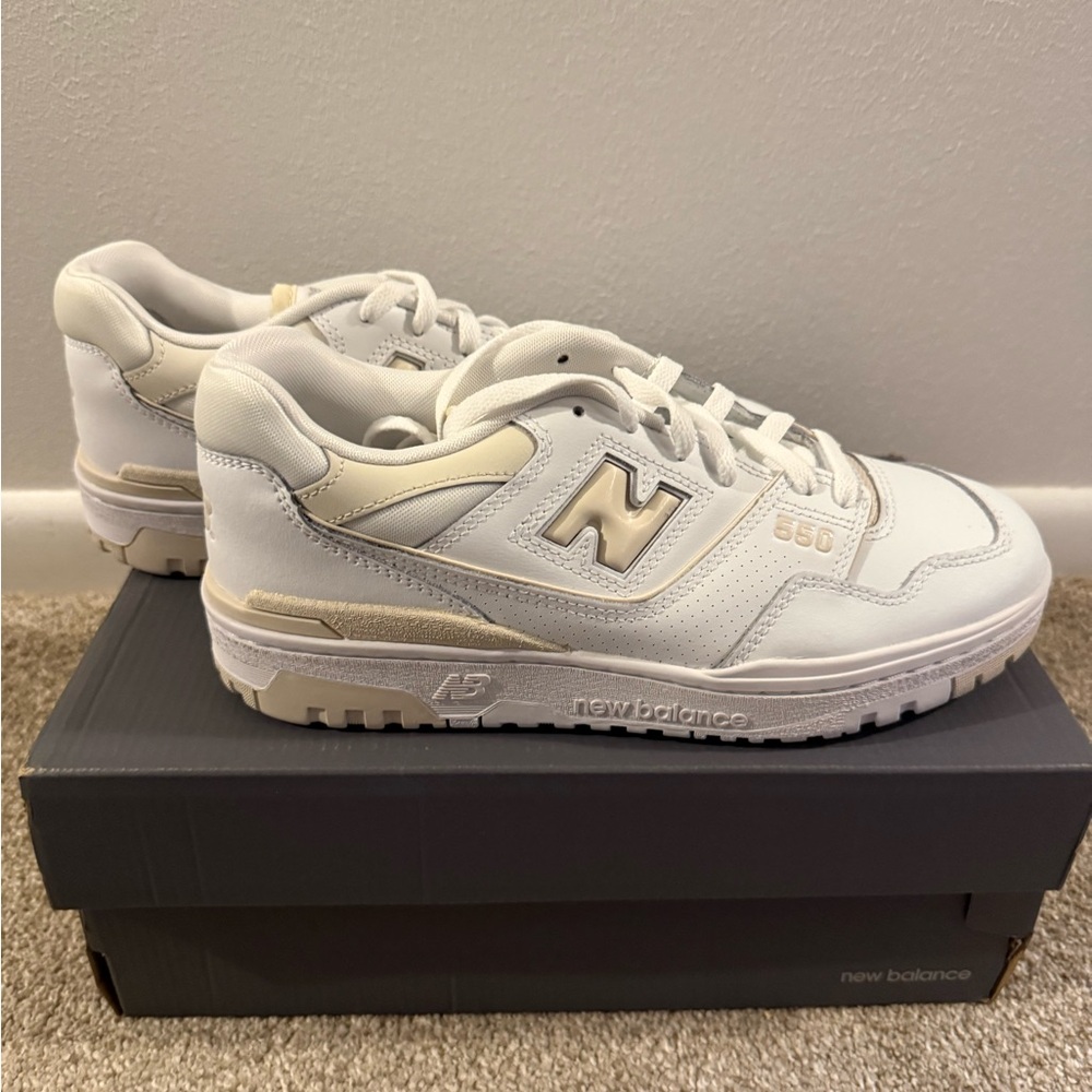 New Balance 550 Cream and White Sneakers